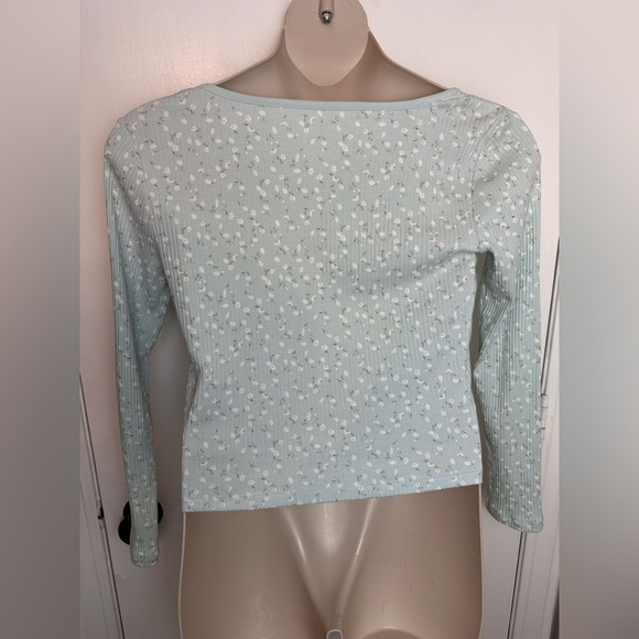 Ditzy Blue Floral Tie Front Y2K Cardigan Top Arizona Jean Co L #1625 - Picture 4 of 6